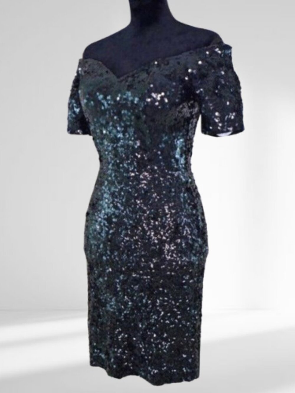Vintage off-shoulder Sequin encrusted LBD